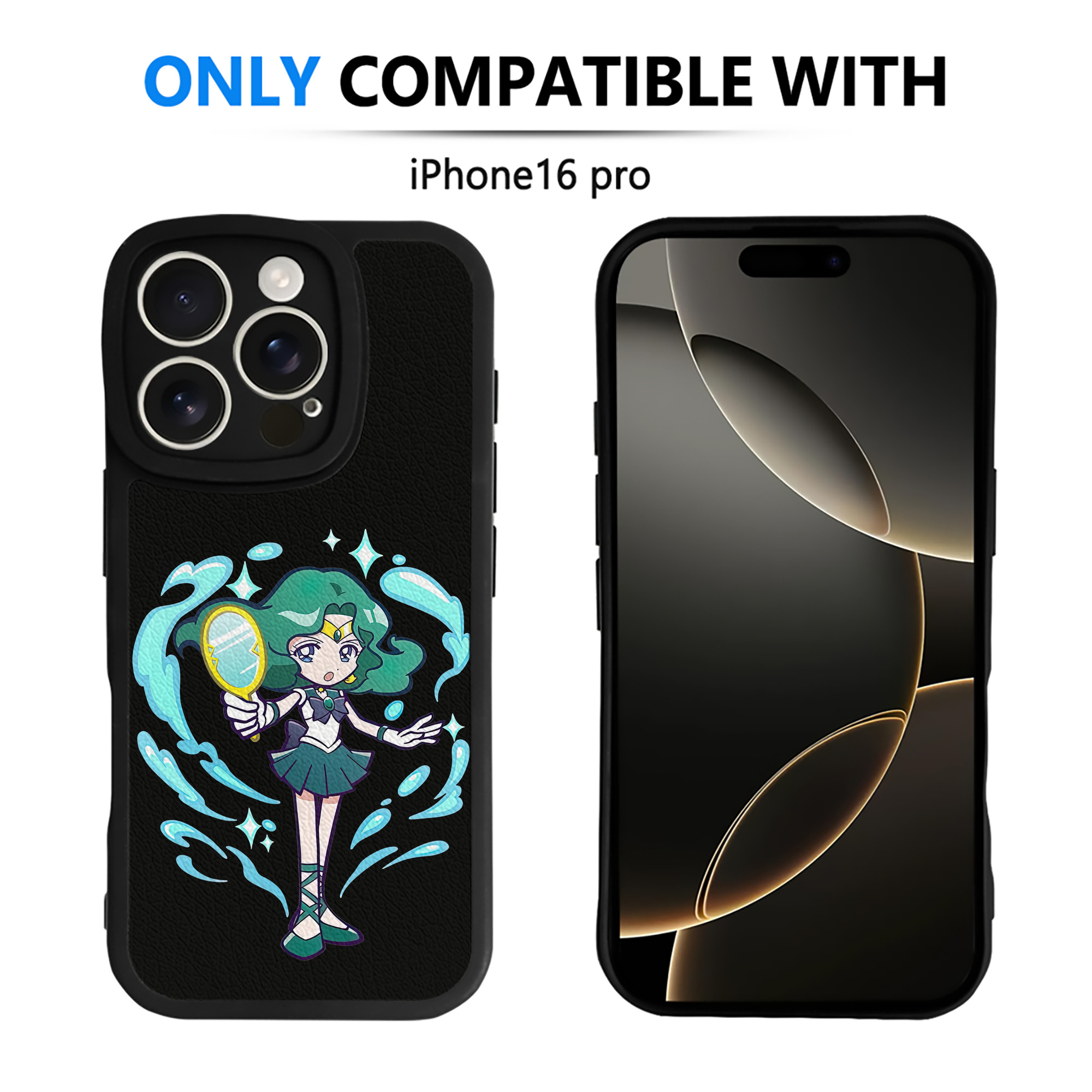 （画像用） 美少女戦士セーラームーン 海王 みちる（かいおう みちる） Sailor Moon Kaiou Michiru 【iPhone 16シリーズ対応】シリコンスマホケース（レザー調） 材質：シリコン